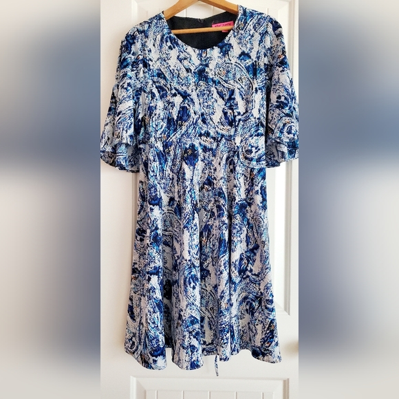 Betsey Johnson blue paisley print dress - Picture 2 of 4